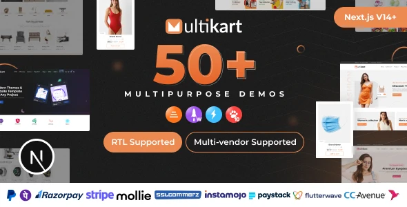Multikart – React Next JS Multipurpose Ecommerce, React Hooks , Context API